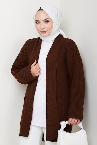 Enfil Şal Yaka Triko Hırka 1598 - Acı Kahve Acı Kahverengi