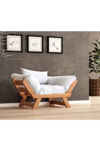 Woodesk Adalar Masif Tik-kırık Beyaz Renk Berjer Cpt8151-140 Camel
