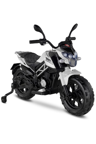 447 Motocross Akülü Motor Çocuk Motoru 12v Beyaz Beyaz