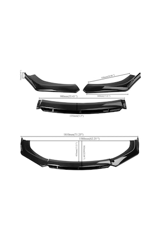 4 Parça Ön Lip Universal Ön Tampon Eki Piano Black Siyah Renk