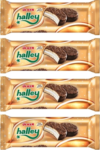 Ülker Halley Çikolata Kaplamalı Sandviç Bisküvi 4'lü 240 G