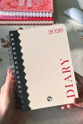 2026 Haftalık Ajanda Spiralli A5 12 Aylık Bold Kırmızı