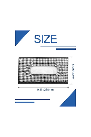 Maiyame Siyah Deri Beyaz Kristal Taşlı Otomobil Güneşlik Kağıt Havlu Kutusu Tutucu