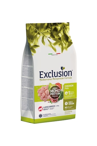 Exclusion Monoprotein Düşük Tahıllı Tavuklu Ve Narlı Büyük Irk Yetişkin Köpek Maması 12 KG