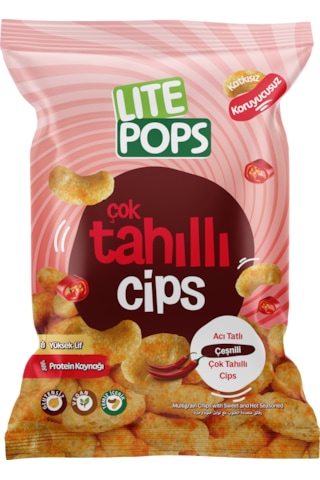 Lite Pops Tayland Tatlı Biber Aromalı Nohut Cipsi Çok Tahıl Cipsi 50 Gram X 10 Paket