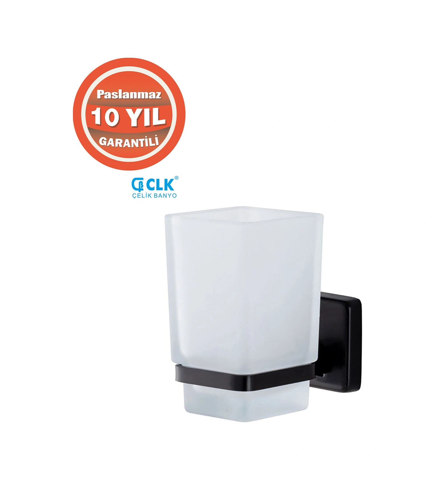Çelik Banyo Paslanmaz Pirinç Camlı Kumru Diş Fırçalık Mat Siyah Siyah