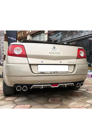 Renault Megane 2 Cabrio Siyah Difüzör 4 Krom Egzoz Görünümlü Difizör Arka Ek Body Kit 2002-2009
