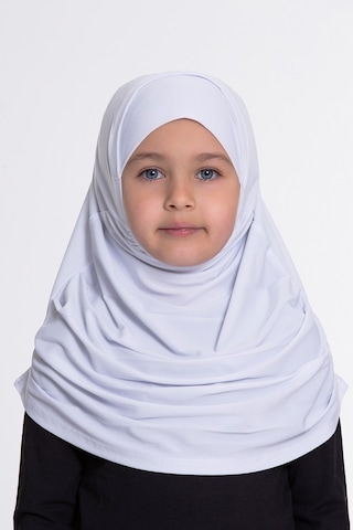 Hürrem Bone Beyaz Pratik Hazır Geçmeli Çocuk Tesettür Bone Sandy Kumaş Kendin Beyaz