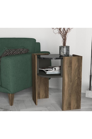 Dekorister Exclusive Marbel Koltuk Yan Sehpa Ceviz-Mermer