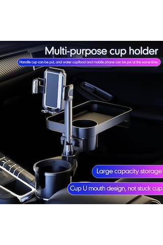 Tenfowee Araç İçi 360 Döner Tepsi Ve Telefon Tutucu, Gri Renk, Küçük Boy, Sb-3077 Model