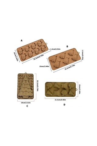 Maiyame Noel Gibi Silikon Pasta Kalıbı - Yiyecek Grubu, Fırına Uygun, Esnek Çıkarım, Çikolata/pasta Dekorasyonu İçin Browm