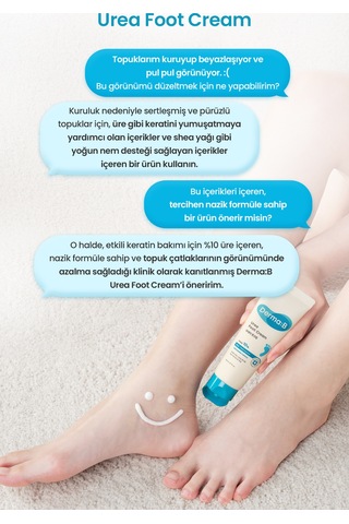 Kuru Ve Çatlamış Topuklar İçin, Peeling Etkili Nemlendirici Ayak Kremi Derma:b Urea Foot Cream