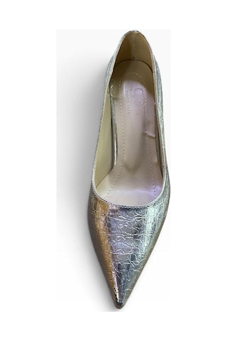 By Doğanrenas Kadın İnce Topuk Çatlak Rugan Suni Deri Stiletto Gümüş - 942587474 Gümüş