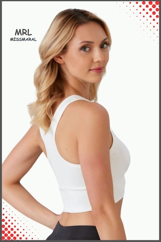 Kadın Beyaz Sporcu Sütyeni Pedli Likralı Destekleyici Su Sporları Koşu Fitness Dans Sports Bra Beyaz