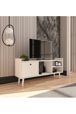 Leo Tv Ünitesi Beyaz Televizyon Konsolu 140 Cm Ekonomik Modül Seh