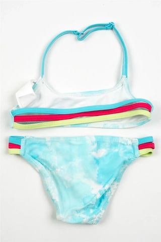 Adisia Kız Bebek Turkuaz Beyaz Desenli Bikini İpli Takım Turkuaz