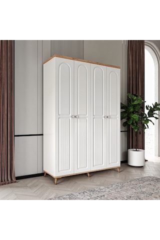 Bohem 4 Kapaklı Komple Mdf Gardırop - Elbise Dolabı