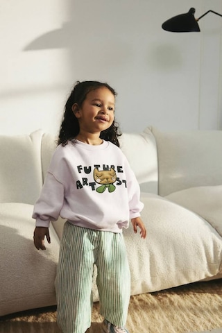 Kız Çocuk Kabartma Aplike Baskı Detaylı Sweatshirt Yeşil Beyaz Çizgili Jogger Alt Üst Takım Çok Renkli