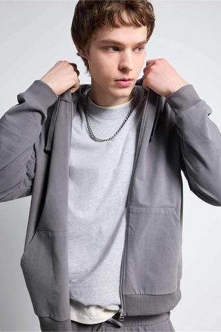 Defacto %100 Pamuk Fermuarlı Sweatshirt F9812ax26spgr206 Gri-gr206