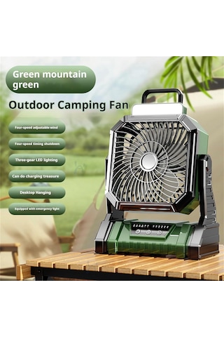 Taşınabilir Açık Hava Kamp Fanı - 5400mah Pil Yeşil