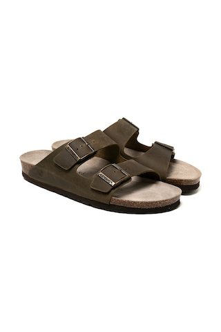Terlik Erkek Hawaıı G105996 Genuins Oiled Leather Kaki Oiled Leather Kaki