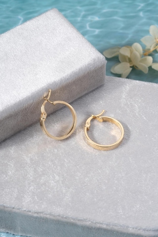 925 Ayar Gümüş Gold Kaplama Düz Sade 20 Mm Halka Şarnel Küpe Gold