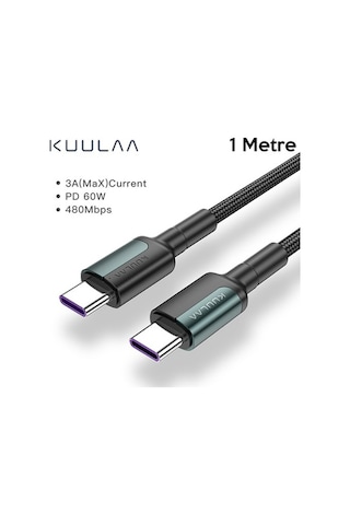 Kuulaa Type C Type-C Pd 60W Qc4.0 Hızlı Şarj Ve Data Kablosu 1Me (300647402)