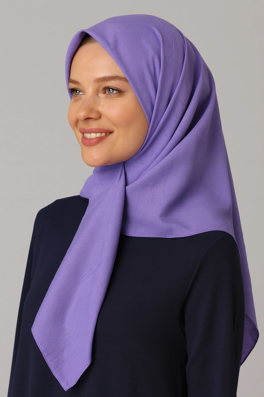 Bambu Kraş Eşarp 100x100 Cm Terletmez, Tok Ve Dik Duran, Dört Mevsim Kullanıma Uygun Mor