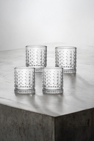 Bianca 4'lü Kristal Desenli Cam Meşrubat Bardağı Seti 222 Ml- Şık Ve Kullanışlı Şeffaf