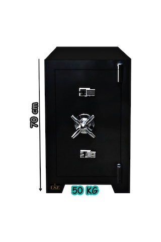 U.S.F Ev ve Ofis Tipi Çelik Çift Anahtarlı Para Kasası 70 CM 50 KG Siyah