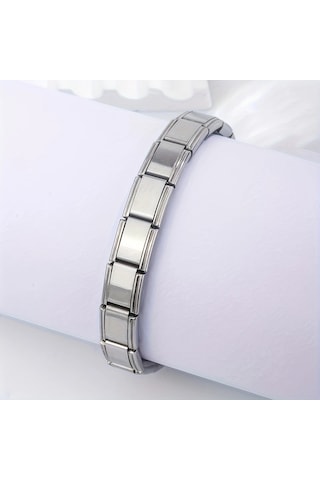 Çelik Bileklik İtalyan Charm Yazısız Model Unisex Erkek Kadın 3 Mm 18 Cm Gümüş Silver Gümüş