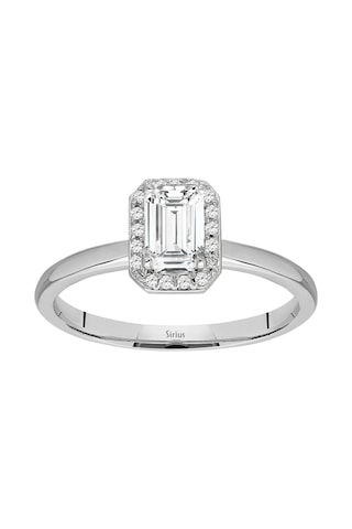 Sirius Pırlanta Ve Emerald Kesim Beyaz Safir Yüzük 0831R0031