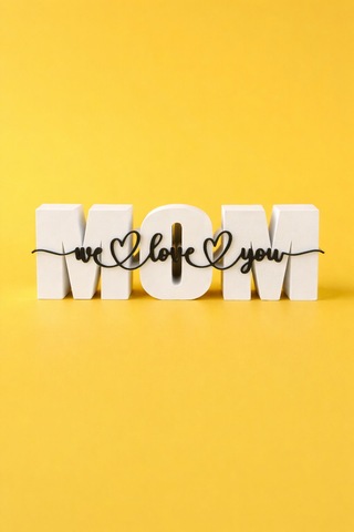 Anneler Günü Dekoratif Mom Yazılı Biblo We Love You Tasarım Modern Masa & Raf Süsü -