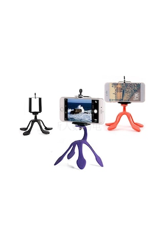 Esnek Kıvrılabilir Elastik Mini Ahtapot Tripod Stand-Pembe