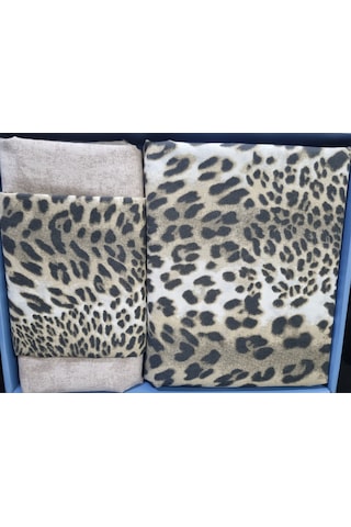 Livoras Home Çift Kişilik Nevresim Takımı Nevresim 200x 220 Çarşaf 220 X 240 Yastık 50 X 70 Cm Leopar Beyaz - Kahverengi
