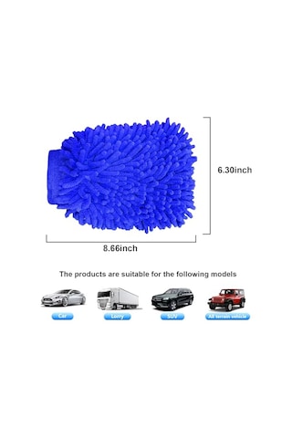 Premium Mikrofiber Yıkama Eldiveni, Yumuşak Çizilmez Çift Taraflı Şönil Yıkama Eldiveni, Araba Yıkama Ve Detaylandırma İçin Mükemmel Mavi, Büyük 256