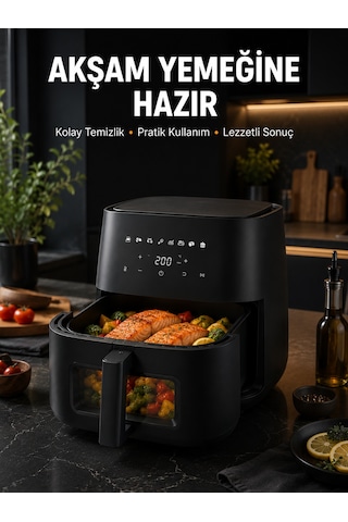 Dokunmatik Ekranlı Air Fryer Sağlıklı Yağsız Pişirme Cihazı - Lisinya
