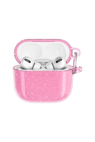 Apple AirPods Uyumlu 4 Zore Allstar Airbag 32 Parlayan Simli Saydam Renkli Kılıf Pembe