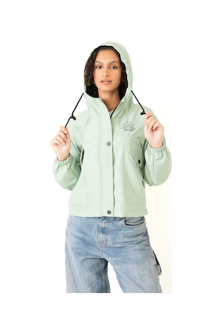 Riverstorm Kadın Su Yeşili Su Geçirmez Ve Rüzgara Dayanıklı Kapüşonlu Cepli Çıt Çıtlı Mevsimlik Yağmurluk Su Yeşili