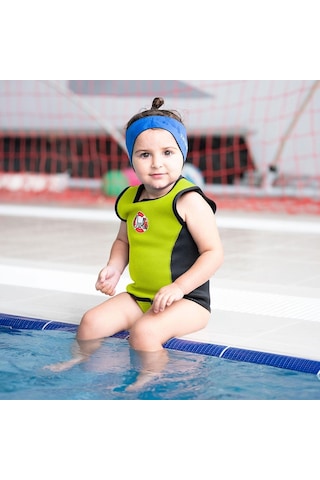 Owli Swimwarm Üşütmeyen Bebek Mayosu Neon Sarı - Siyah 001