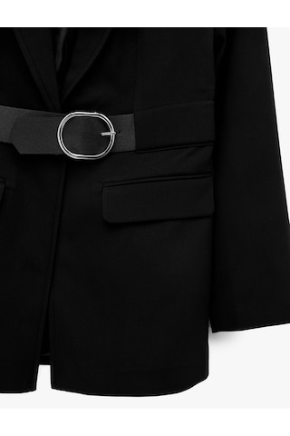 Koton Kemer Detaylı Geniş Yaka Uzun Kollu Blazer Ceket Siyah 7wak50048uw