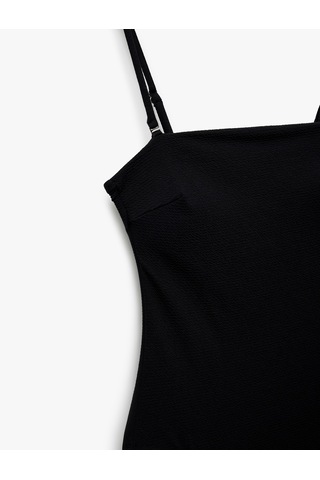 Koton Astarlı Çıkarılabilir Askılı Dokulu Straplez Mayo Siyah 5sak20014mm Siyah