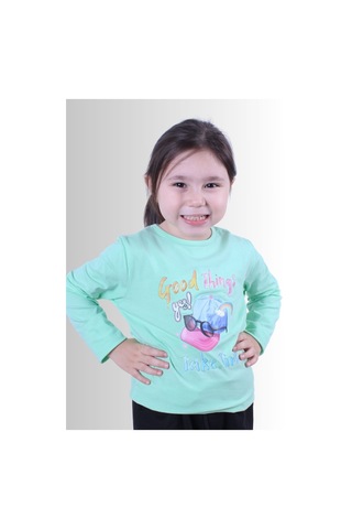 Panios Kids Kız Çocuk Baskılı T-shirt Yeşil
