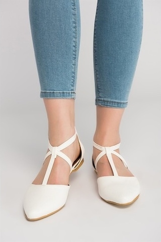 Fox Shoes Beyaz Kadın Babet D726537309
