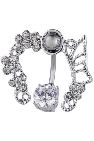 Dolıty Zirkon Göbek Halkası Belly Button Body Piercing Gümüş Gümüş