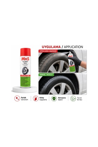 Mxs Lastik Parlatıcı Sprey 500 Ml - Solvent Bazlı Tyre Shine Spray