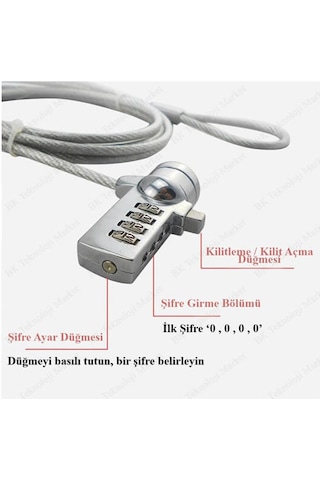 Şifreli Bilgisayar Laptop Kilit Notebook Kilidi 1.2 Metre