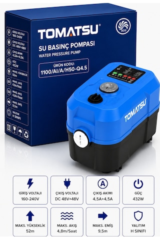 Tomatsu 4 Kat 10 Daire Akıllı Su Basınçlandırma Otomatik Hidrofor 50 Metre Basma - Sıcak Ve Soğuk Suya Uygun