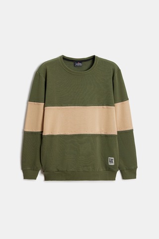 Shooter Sportwear Shooter Erkek Günlük Sweatshirt Bisiklet Yaka Regular Kalıp 3 İplik Haki