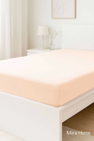 Tek Kişilik Düz Penye %100 Pamuklu Lastikli Çarşaf 100x200 Cm Newsheet Somon Çok Renkli
